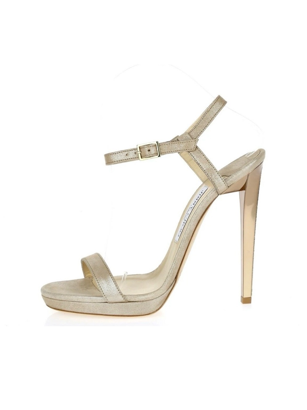Jimmy Choo Claudette metallic heels. Ankle straps. Nude. 39